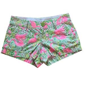 Lilly Pulitzer Walsh Shorts Size 0 Flamingo Paisley Print Pink Green Tropical